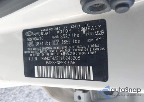 2017 Hyundai Accent Se from USA, damaged, VIN KMHCT4AE1HU243208